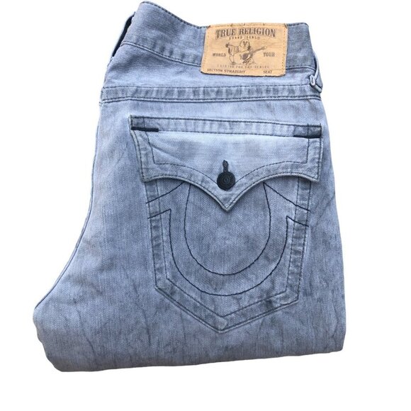 True Religion Jeans Size 34 STRAIGHT FLAP T Gray - Picture 3 of 9